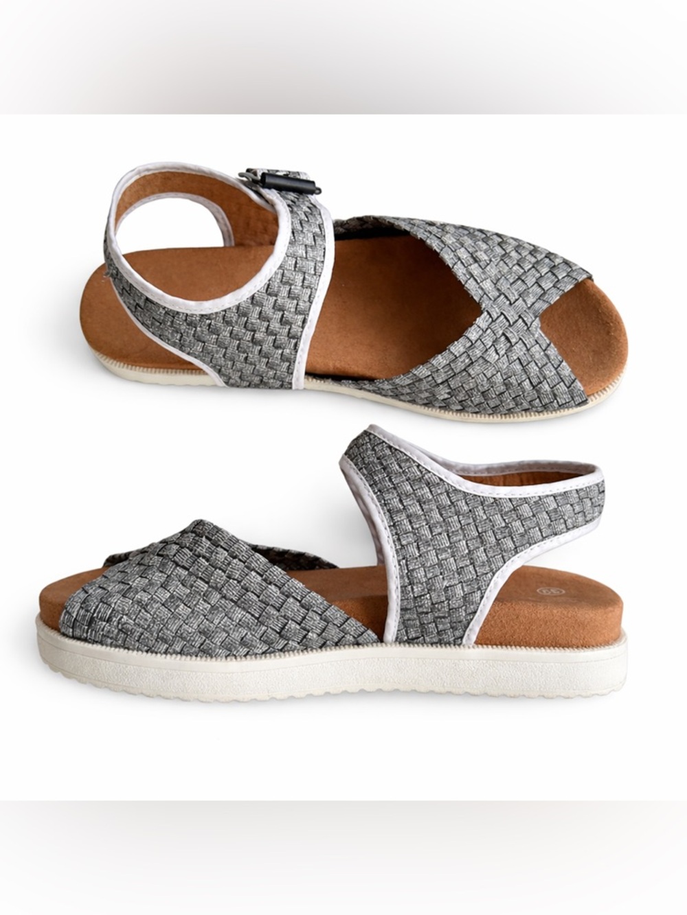 Bernie Mev Tara Bay Grey Sandals Size 8